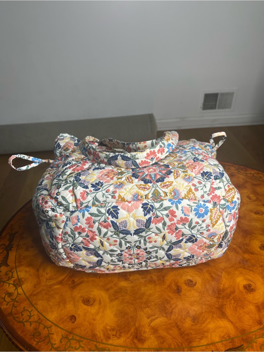 Vera Bradley Quilted Floral Tote in White, Pink, Blue, Green - Picture 3 of 7
